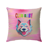 Rapunzel’s Tower Outdoor Pillow on a garden bench